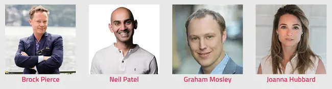 Brock Pierce, Neil Patel, Graham Mosley, Joanna Hubbard, Jumpstart Blockchain